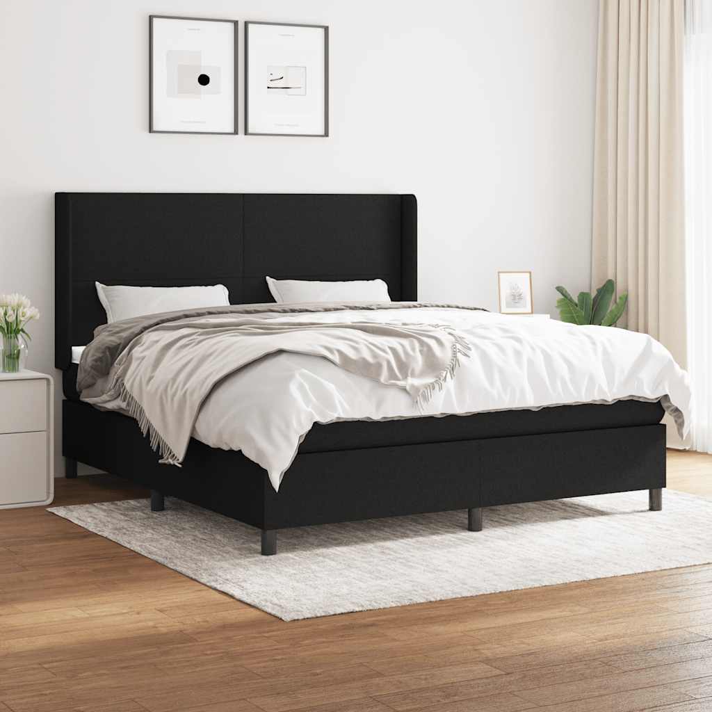 vidaXL Boxspring met matras stof lichtgrijs 200x200 cm