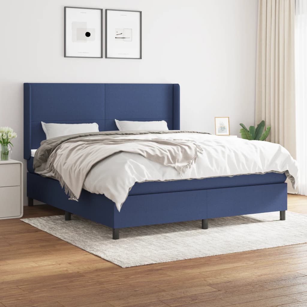 vidaXL Boxspring met matras stof lichtgrijs 200x200 cm