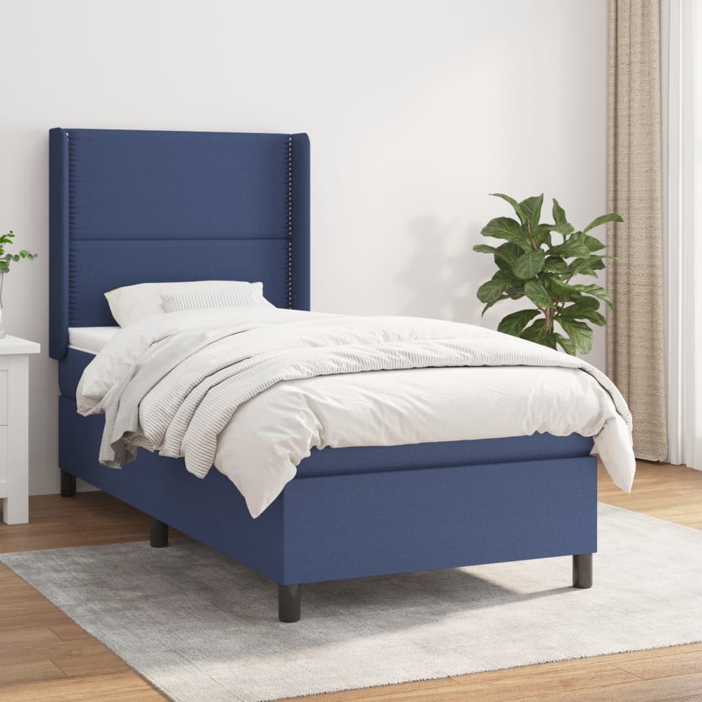 vidaXL Boxspring met matras stof lichtgrijs 200x200 cm