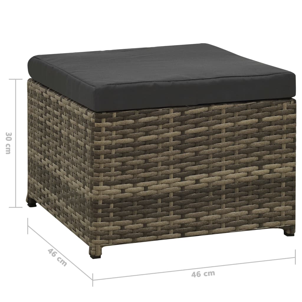 vidaXL 8-delige Loungeset met kussens poly rattan grijs