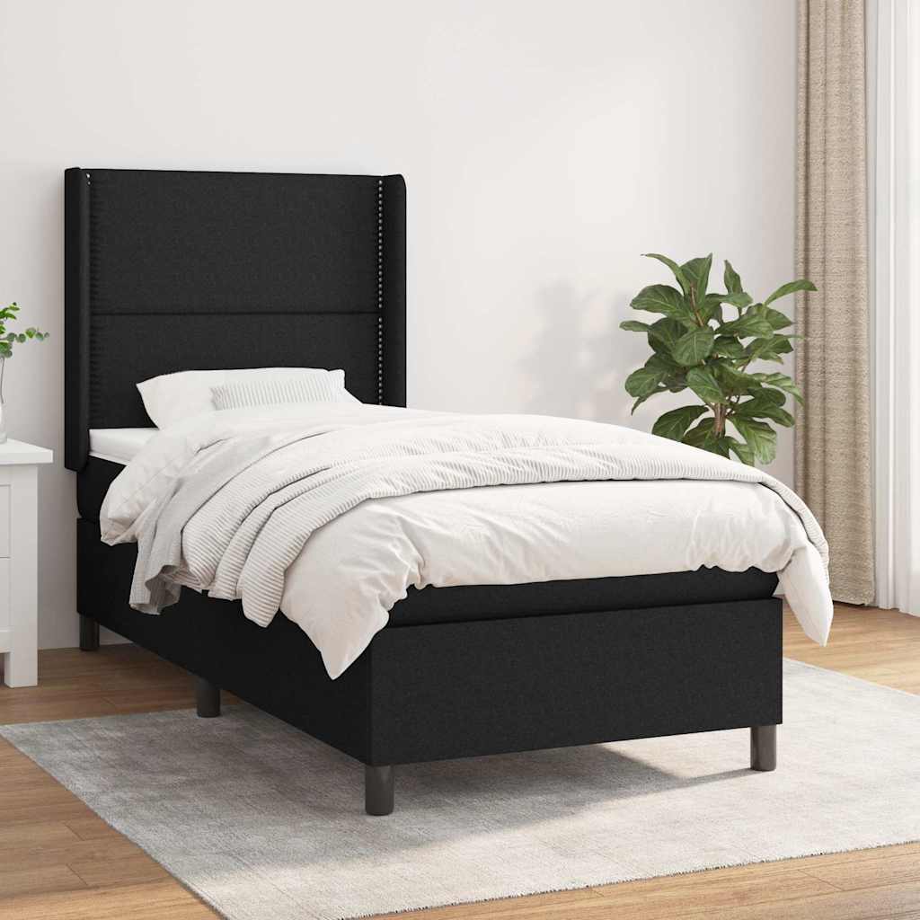 vidaXL Boxspring met matras stof lichtgrijs 200x200 cm