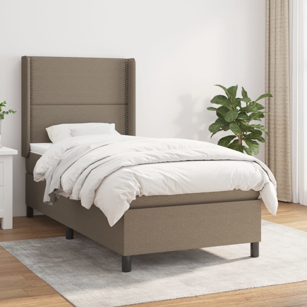 vidaXL Boxspring met matras stof lichtgrijs 200x200 cm