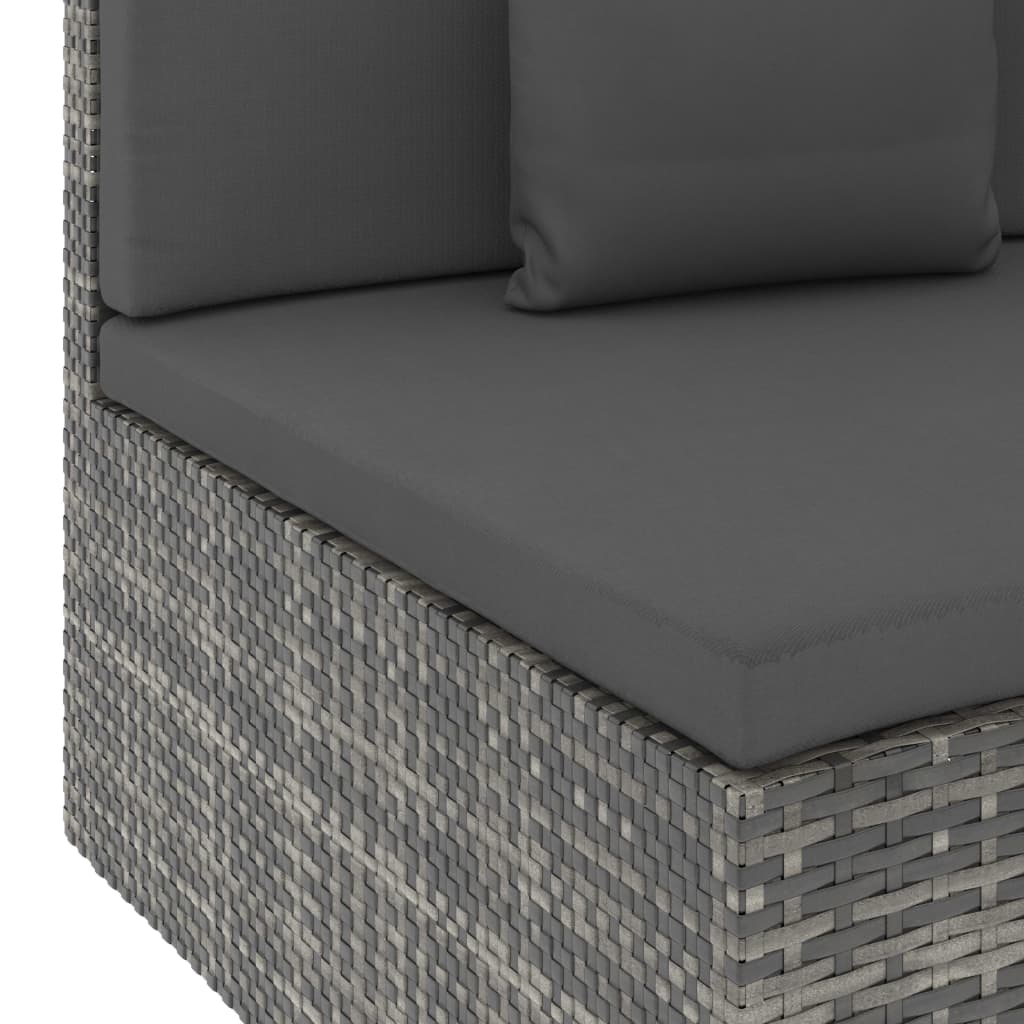 vidaXL 10-delige Loungeset met kussens poly rattan grijs