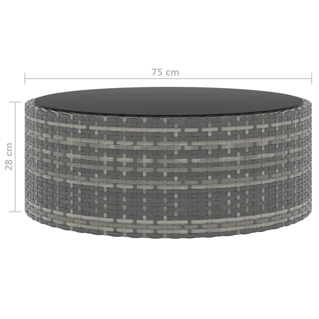 vidaXL 10-delige Loungeset met kussens poly rattan grijs