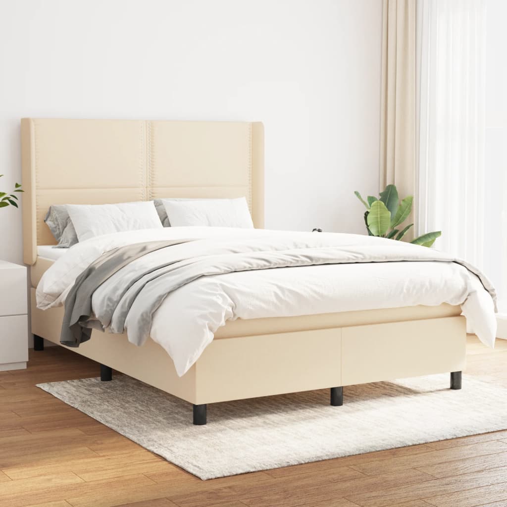 vidaXL Boxspring met matras stof lichtgrijs 200x200 cm