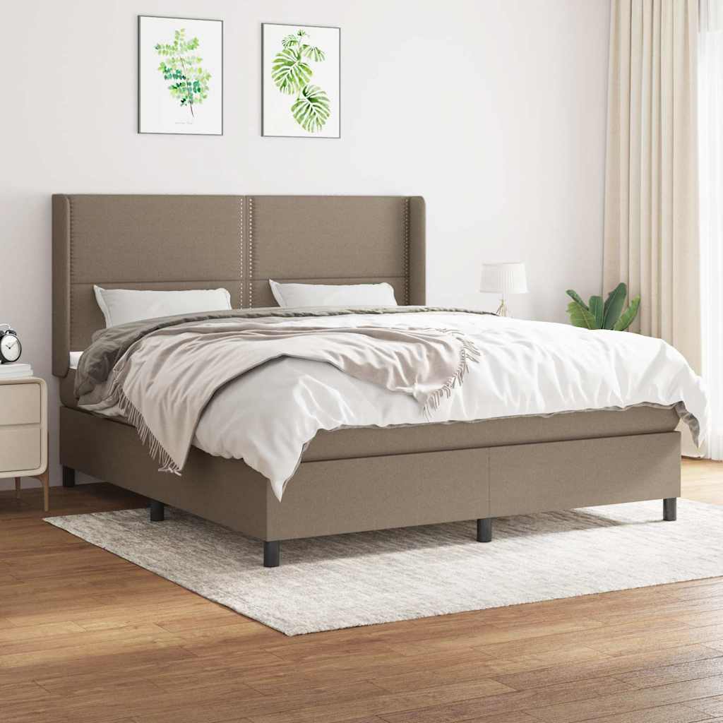 vidaXL Boxspring met matras stof lichtgrijs 200x200 cm