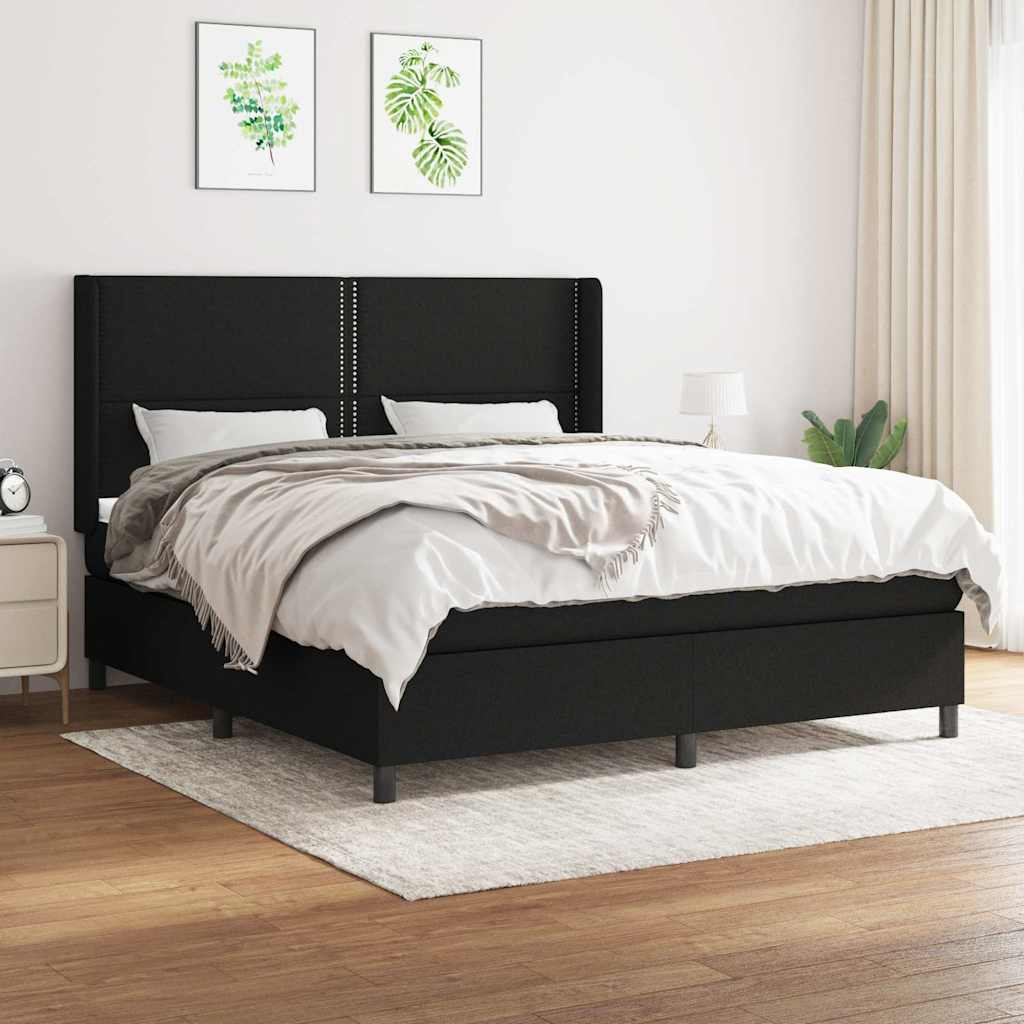 vidaXL Boxspring met matras stof lichtgrijs 200x200 cm