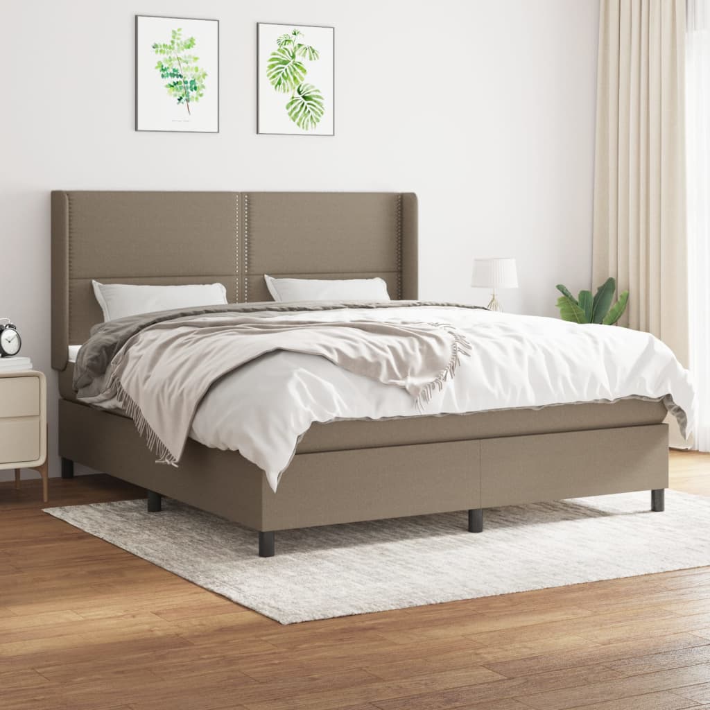 vidaXL Boxspring met matras stof lichtgrijs 200x200 cm