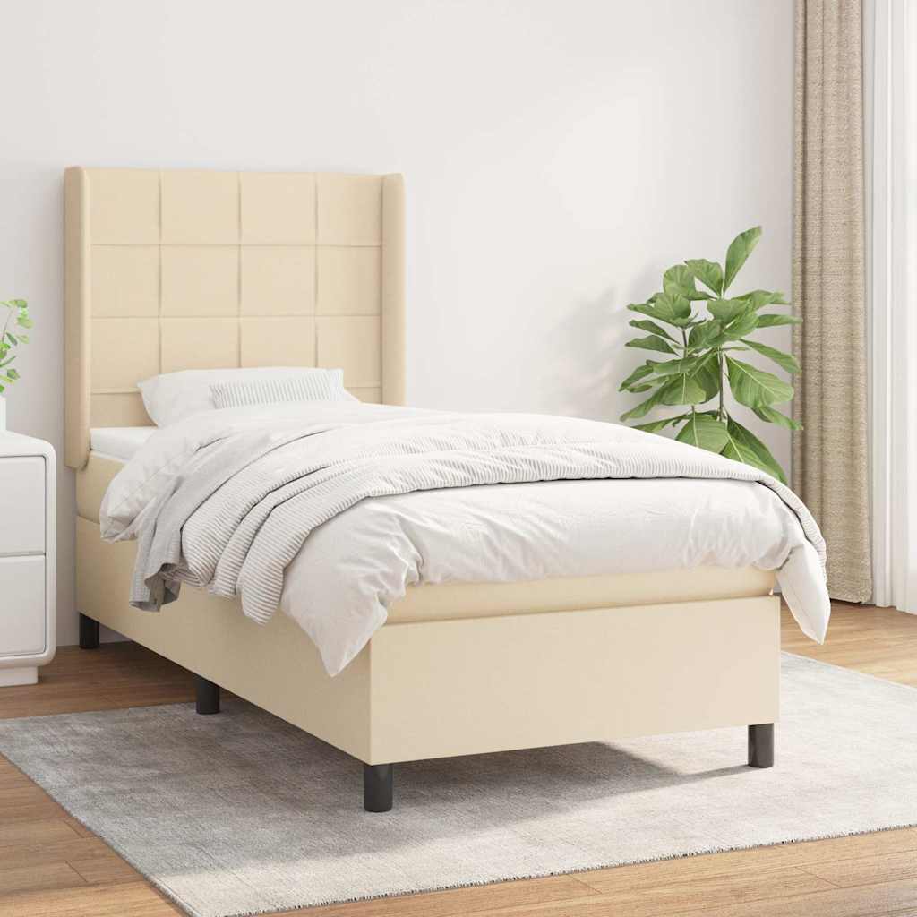 vidaXL Boxspring met matras stof lichtgrijs 200x200 cm