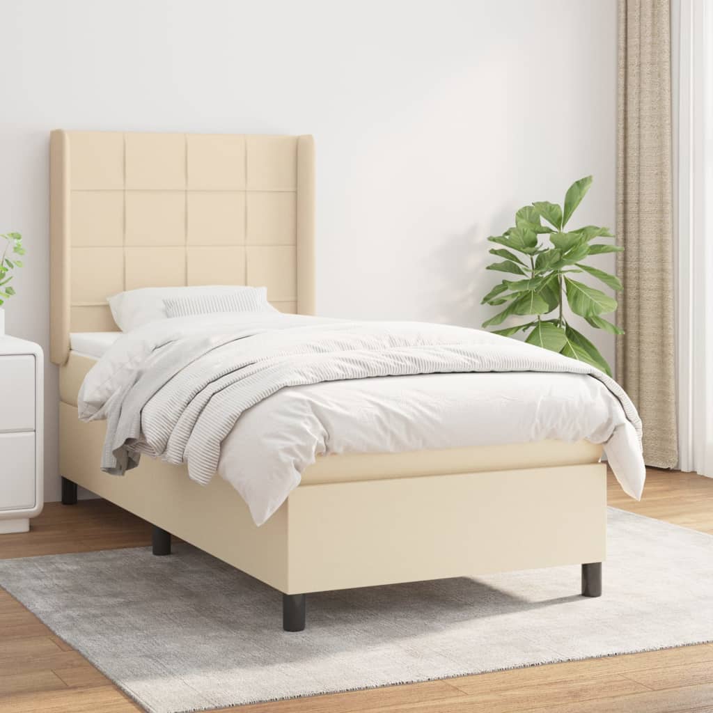 vidaXL Boxspring met matras stof lichtgrijs 200x200 cm