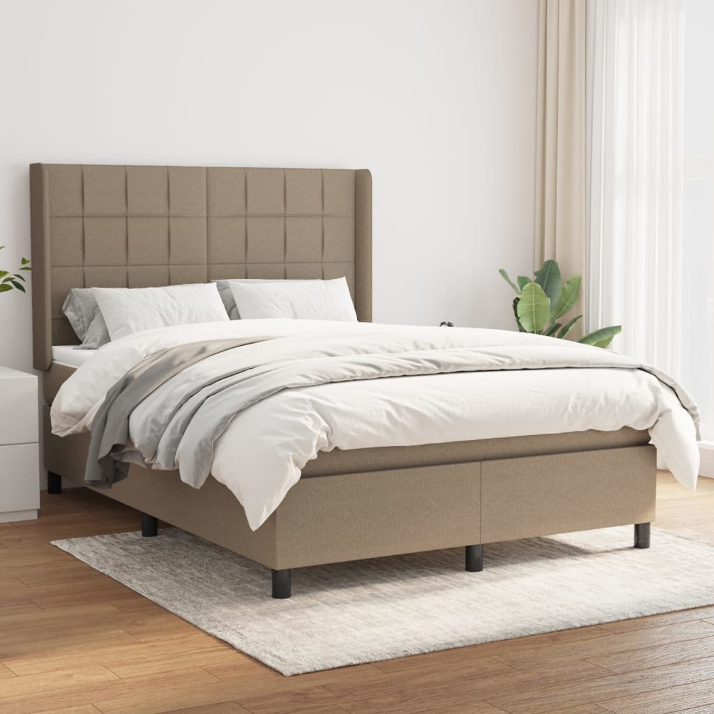 vidaXL Boxspring met matras stof lichtgrijs 200x200 cm