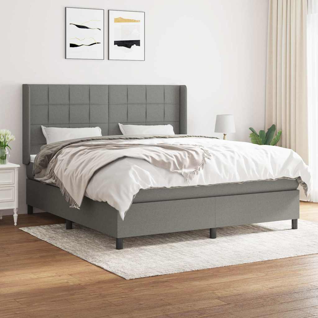 vidaXL Boxspring met matras stof lichtgrijs 200x200 cm