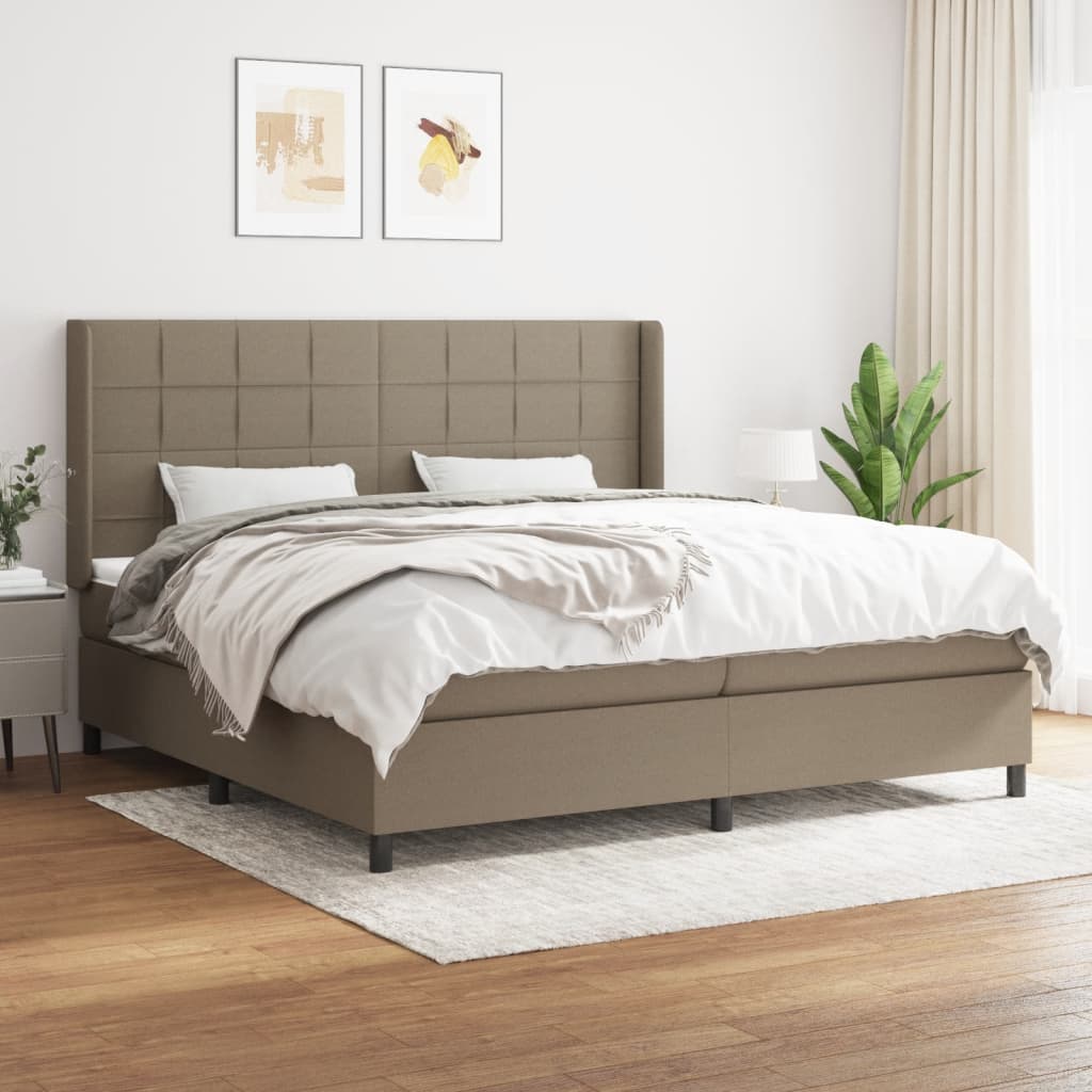 vidaXL Boxspring met matras stof lichtgrijs 200x200 cm