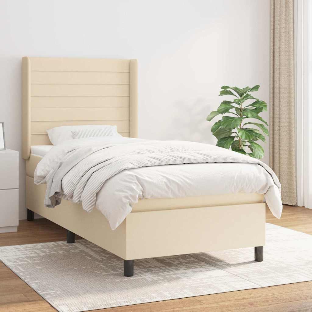 vidaXL Boxspring met matras stof lichtgrijs 200x200 cm