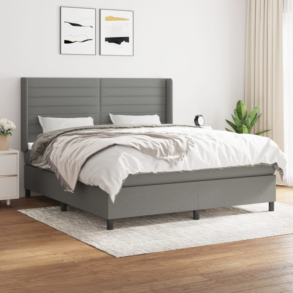 vidaXL Boxspring met matras stof lichtgrijs 200x200 cm