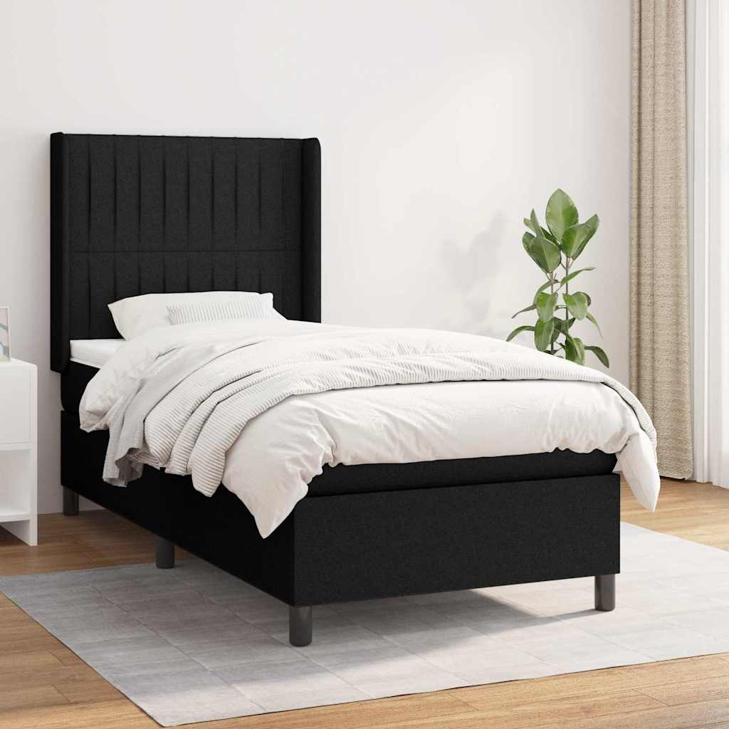 vidaXL Boxspring met matras stof lichtgrijs 200x200 cm
