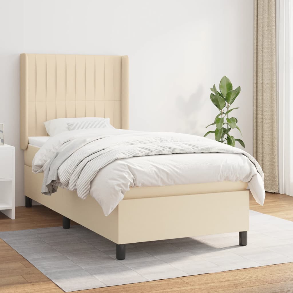 vidaXL Boxspring met matras stof lichtgrijs 200x200 cm