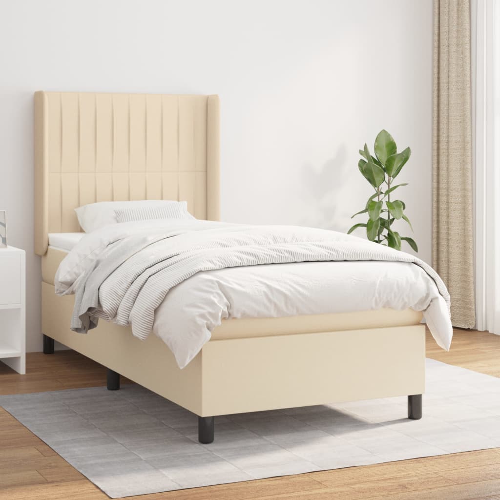 vidaXL Boxspring met matras stof lichtgrijs 200x200 cm