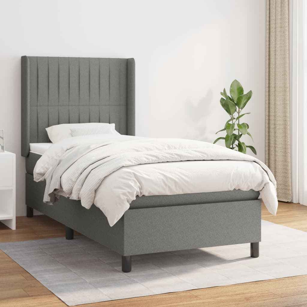 vidaXL Boxspring met matras stof lichtgrijs 200x200 cm