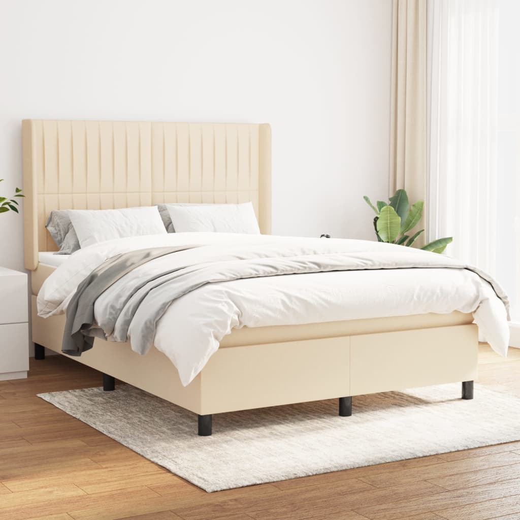 vidaXL Boxspring met matras stof lichtgrijs 200x200 cm