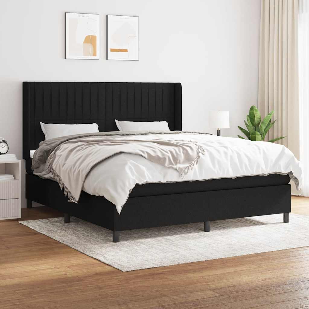 vidaXL Boxspring met matras stof lichtgrijs 200x200 cm
