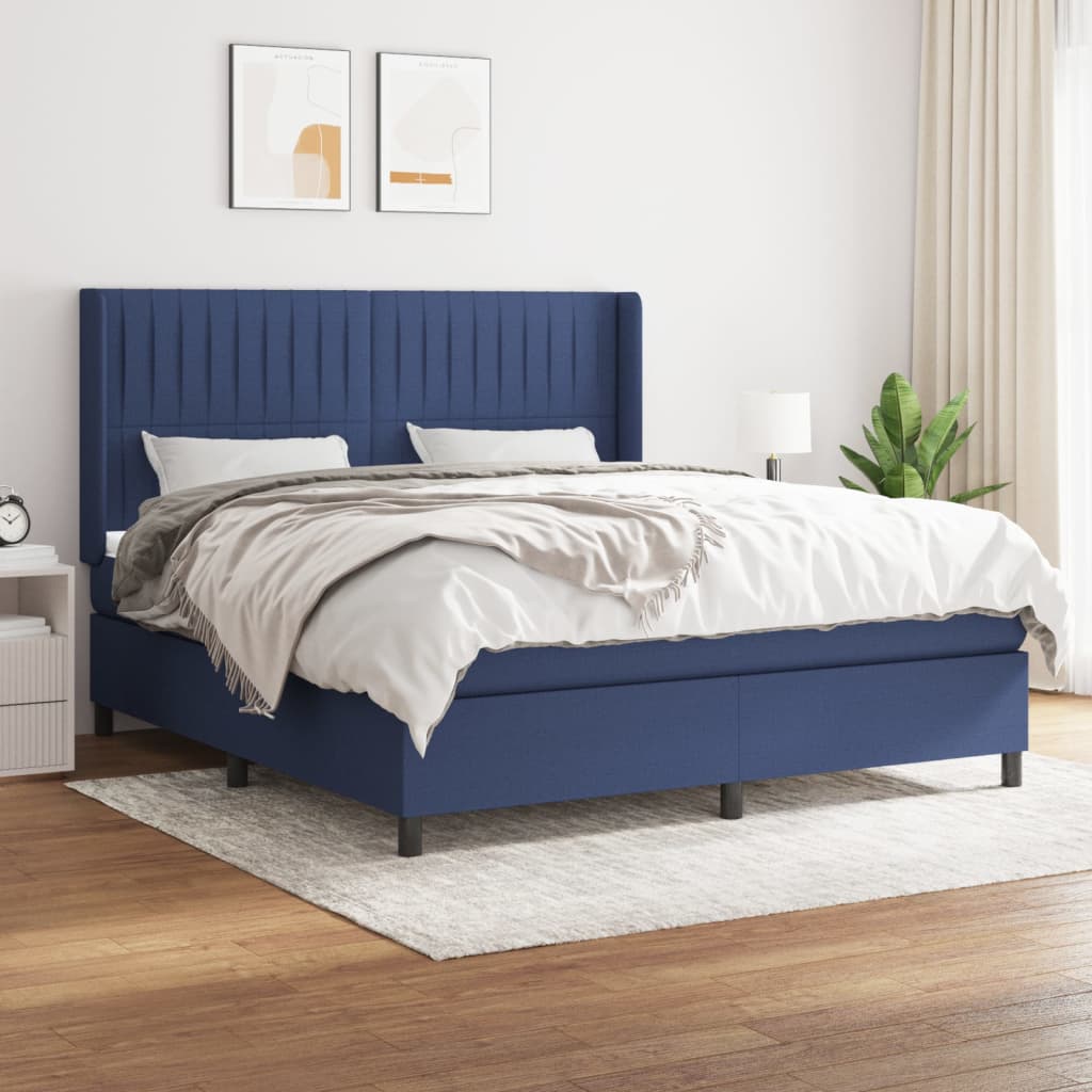 vidaXL Boxspring met matras stof lichtgrijs 200x200 cm