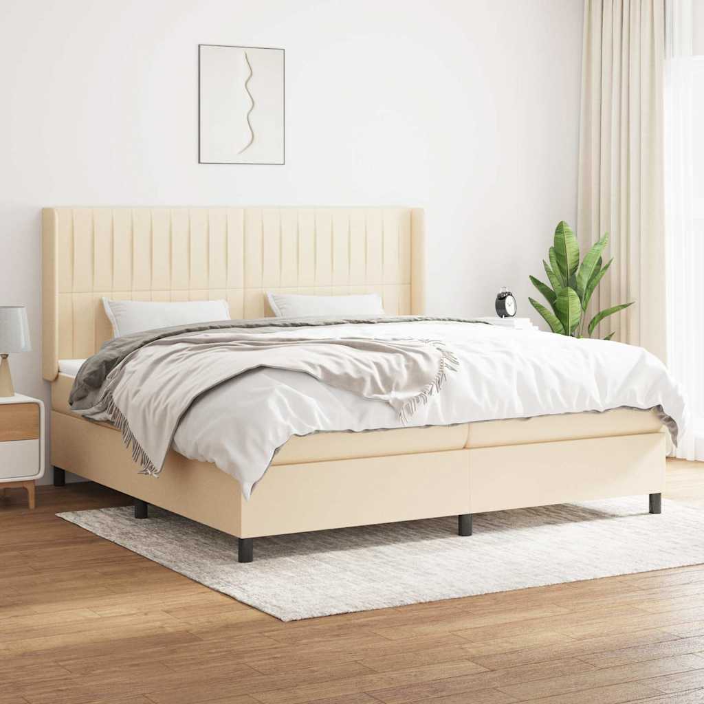 vidaXL Boxspring met matras stof lichtgrijs 200x200 cm
