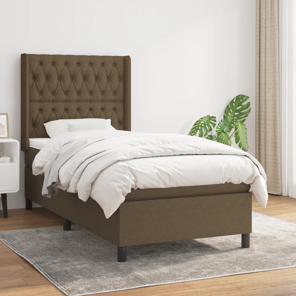 vidaXL Boxspring met matras stof lichtgrijs 200x200 cm