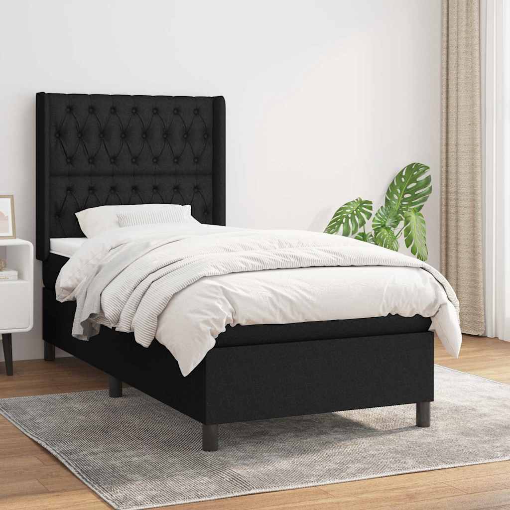 vidaXL Boxspring met matras stof lichtgrijs 200x200 cm