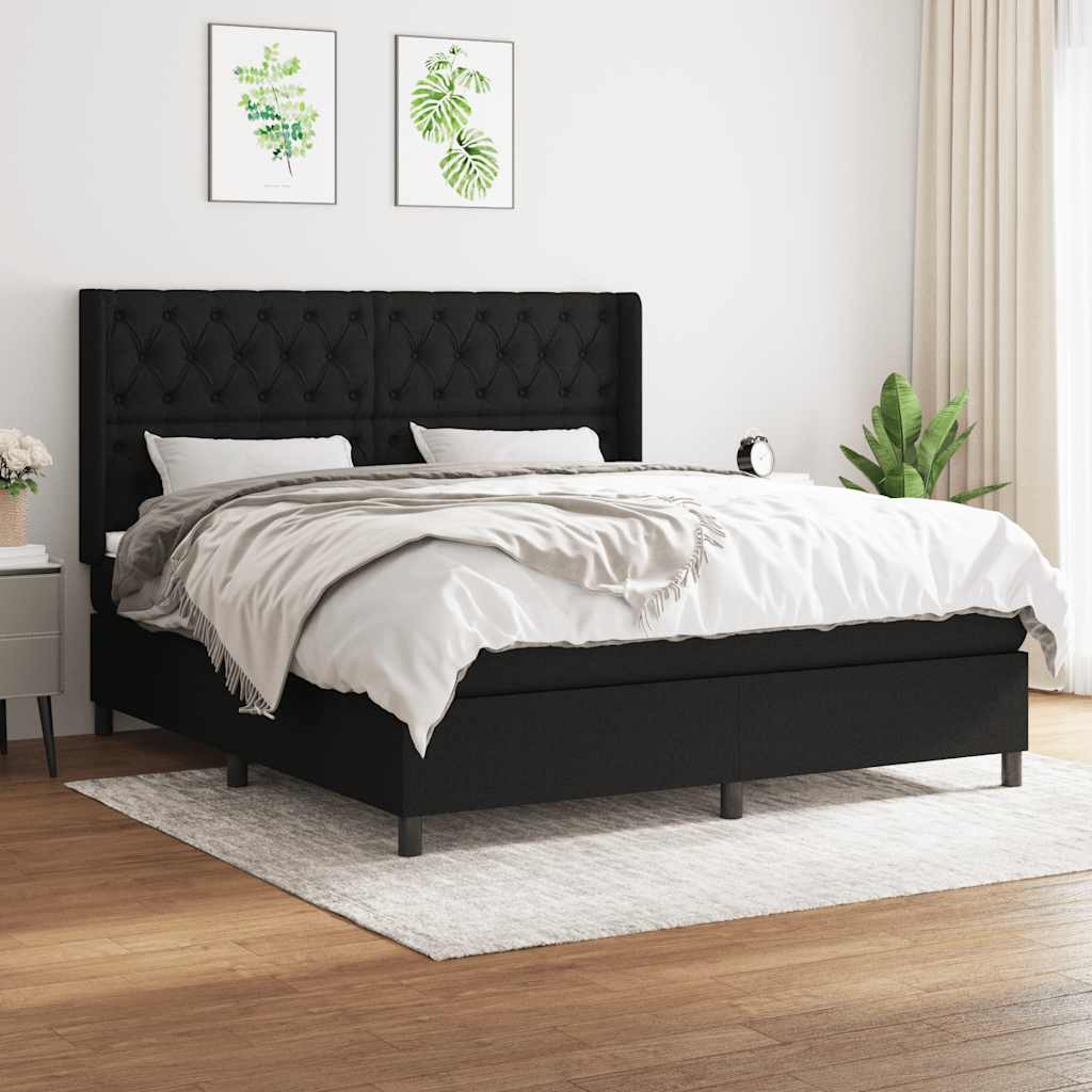 vidaXL Boxspring met matras stof lichtgrijs 200x200 cm
