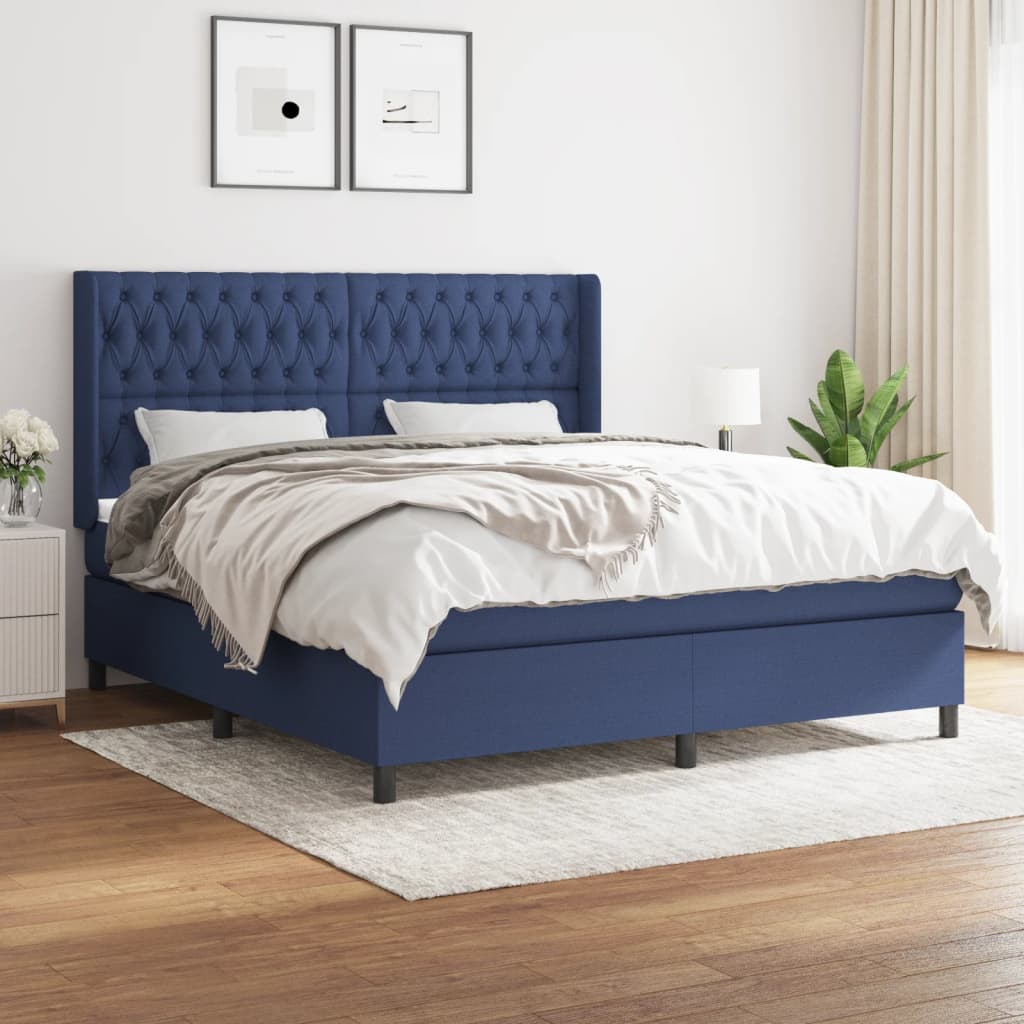 vidaXL Boxspring met matras stof lichtgrijs 200x200 cm