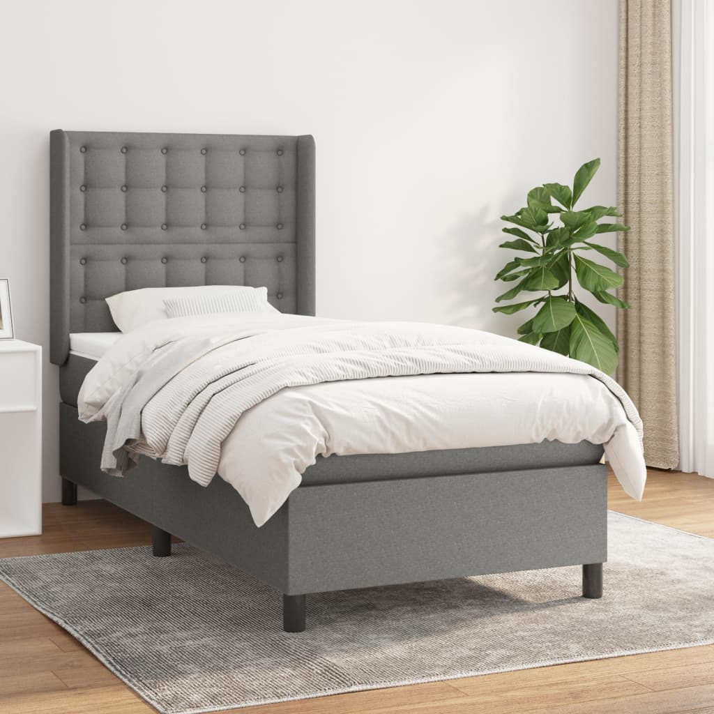 vidaXL Boxspring met matras stof lichtgrijs 200x200 cm