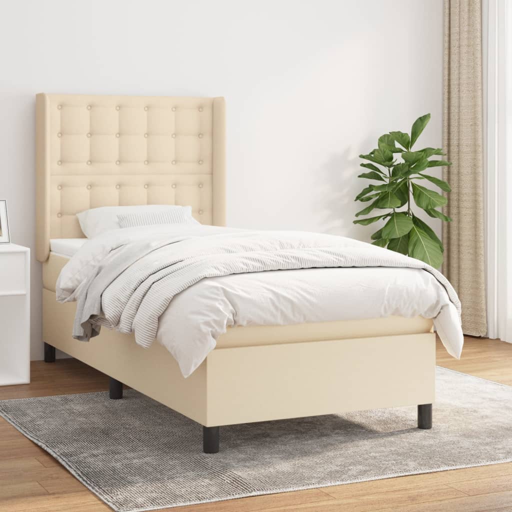 vidaXL Boxspring met matras stof lichtgrijs 200x200 cm
