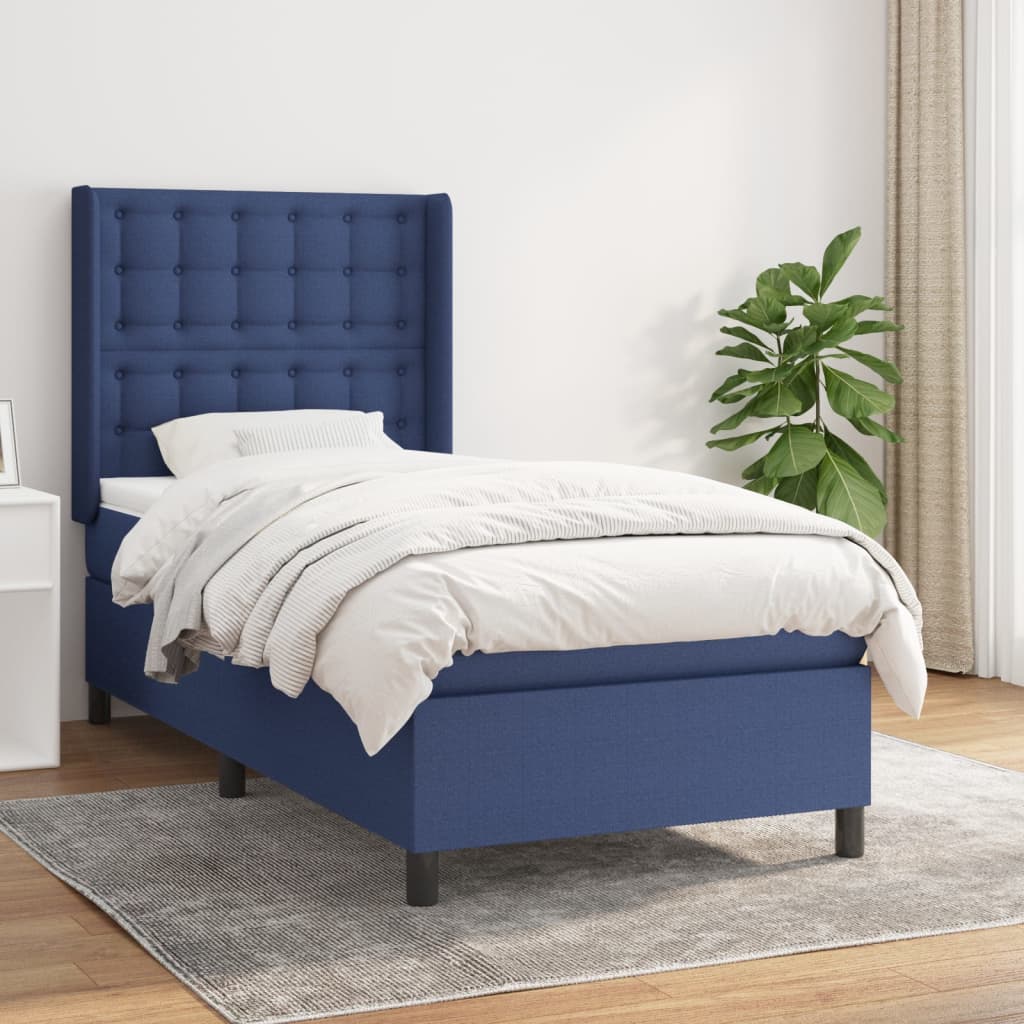 vidaXL Boxspring met matras stof lichtgrijs 200x200 cm