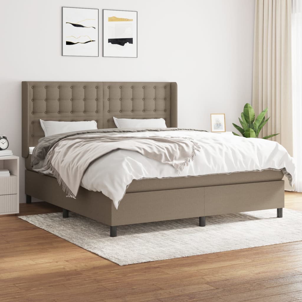 vidaXL Boxspring met matras stof lichtgrijs 200x200 cm