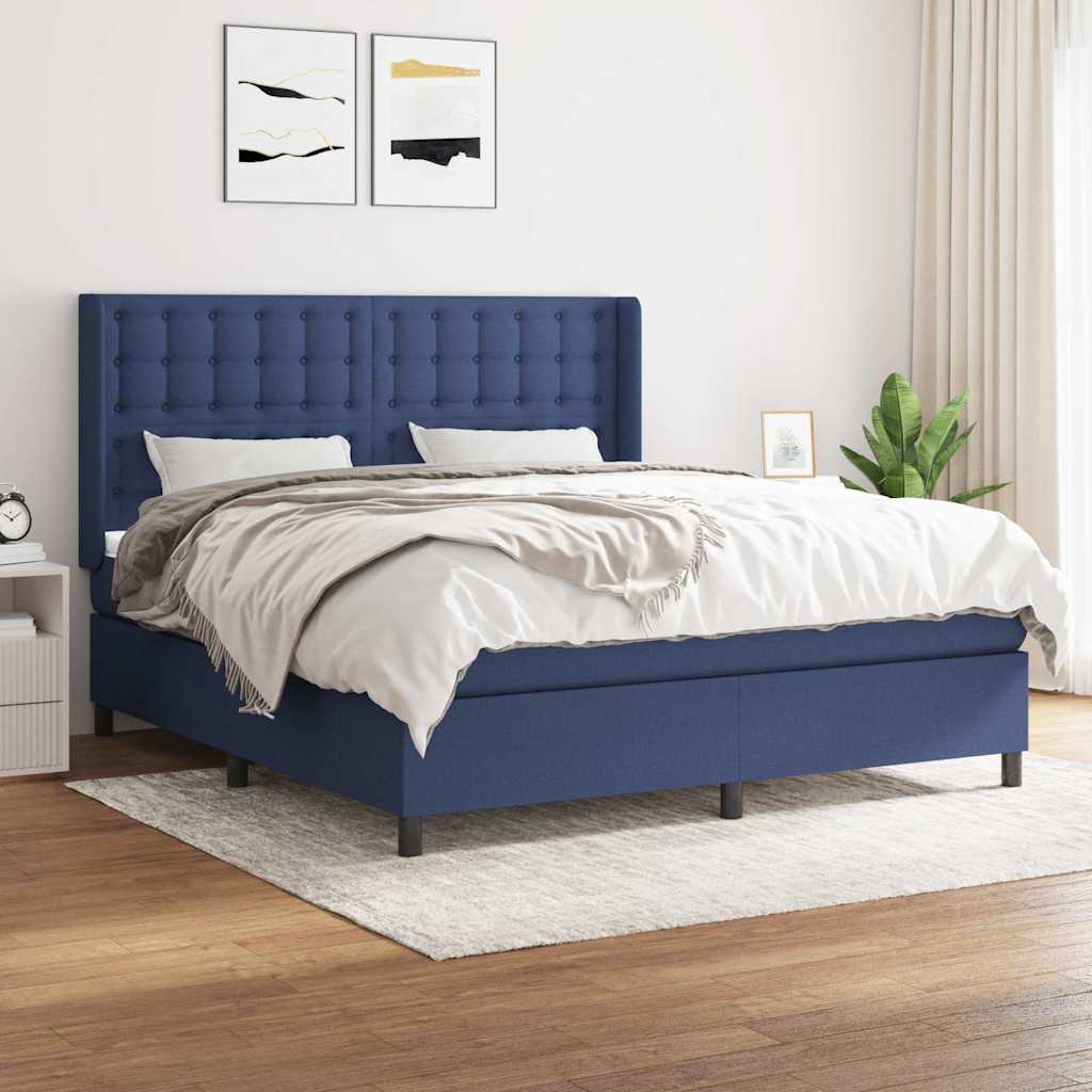 vidaXL Boxspring met matras stof lichtgrijs 200x200 cm