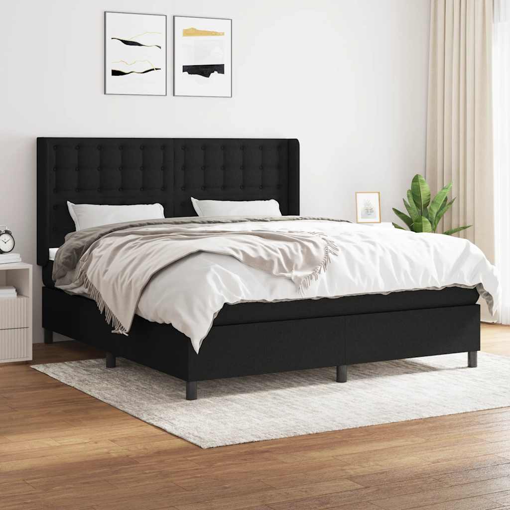 vidaXL Boxspring met matras stof lichtgrijs 200x200 cm
