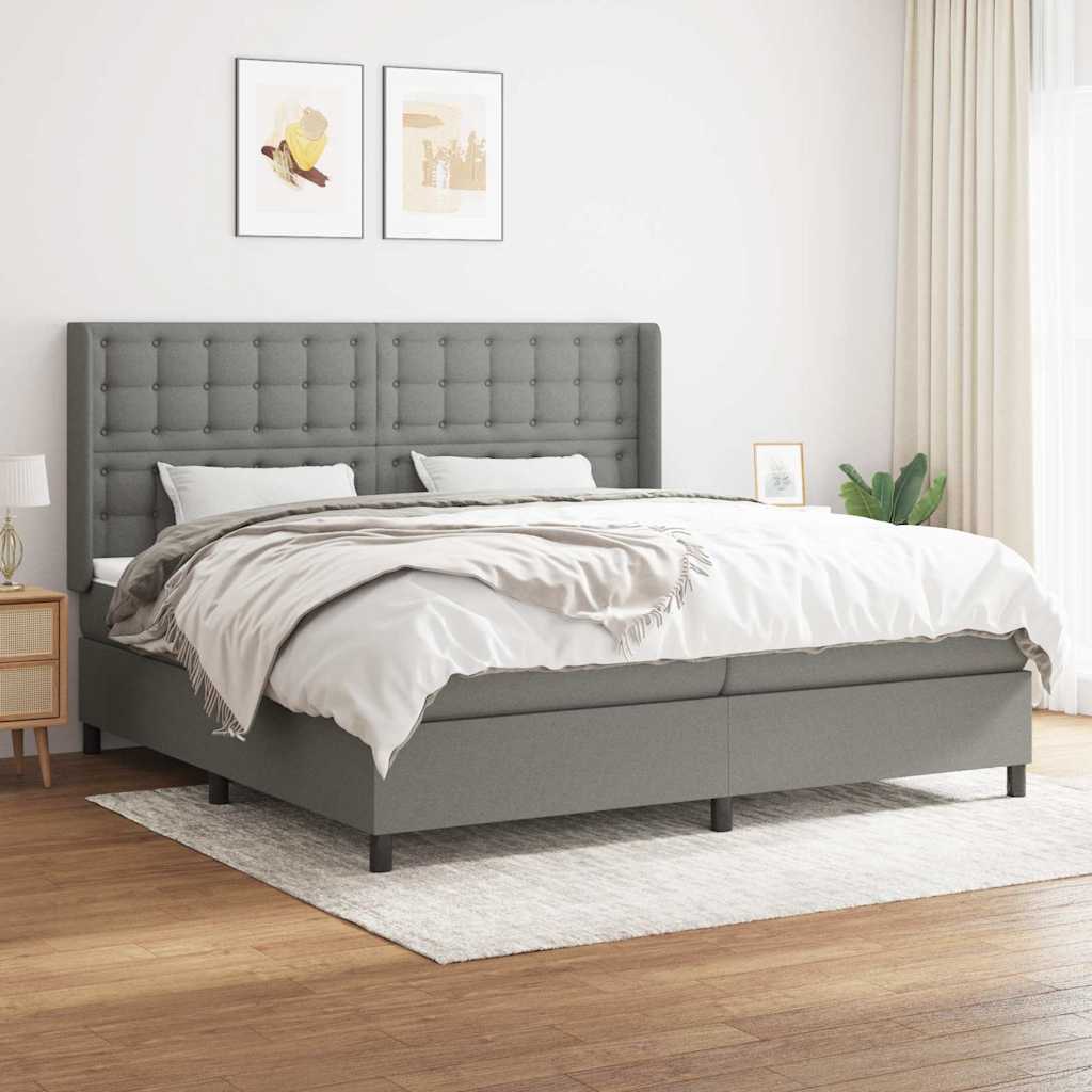 vidaXL Boxspring met matras stof lichtgrijs 200x200 cm