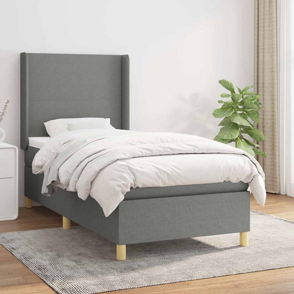 vidaXL Boxspring met matras stof crèmekleurig 140x200 cm