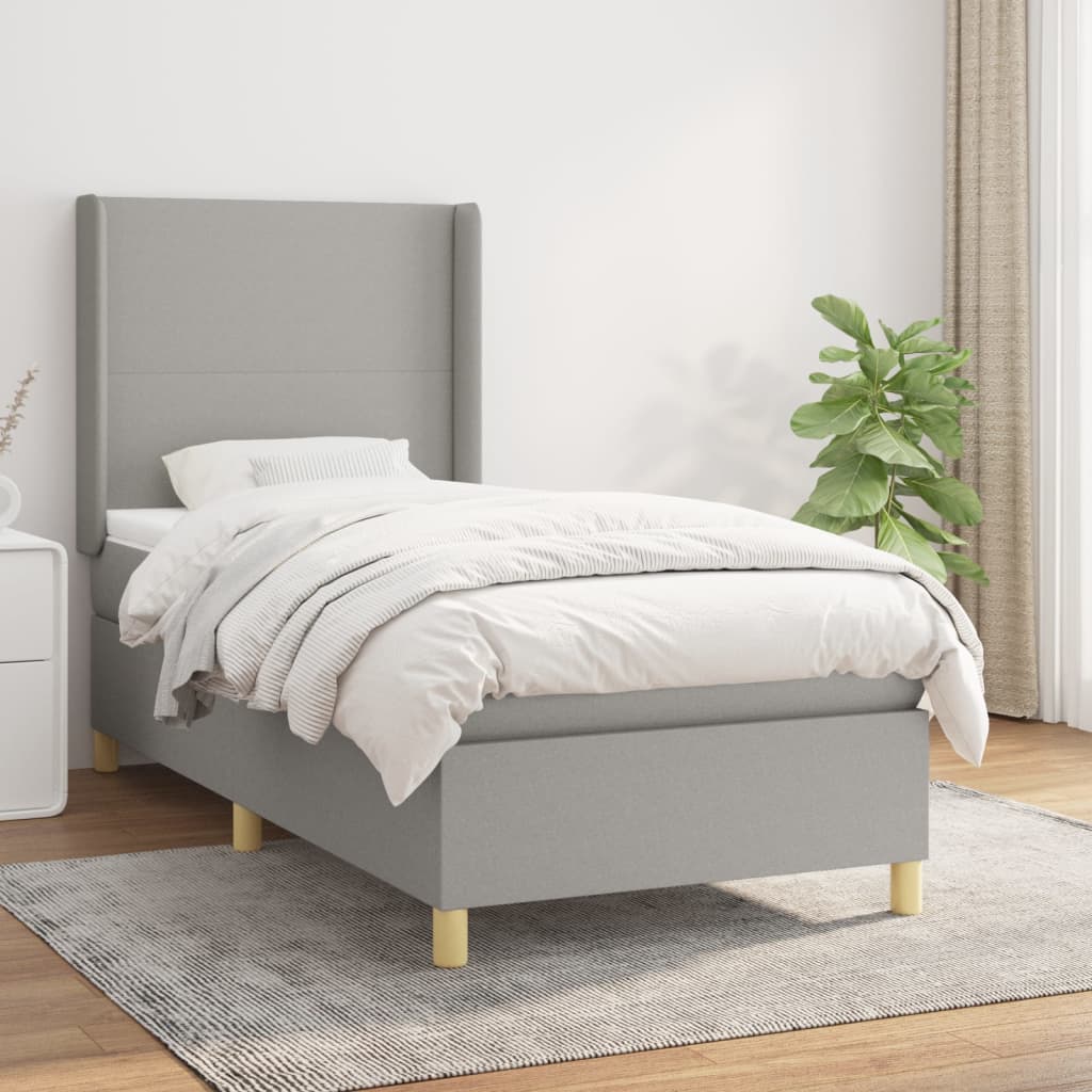 vidaXL Boxspring met matras stof crèmekleurig 140x200 cm