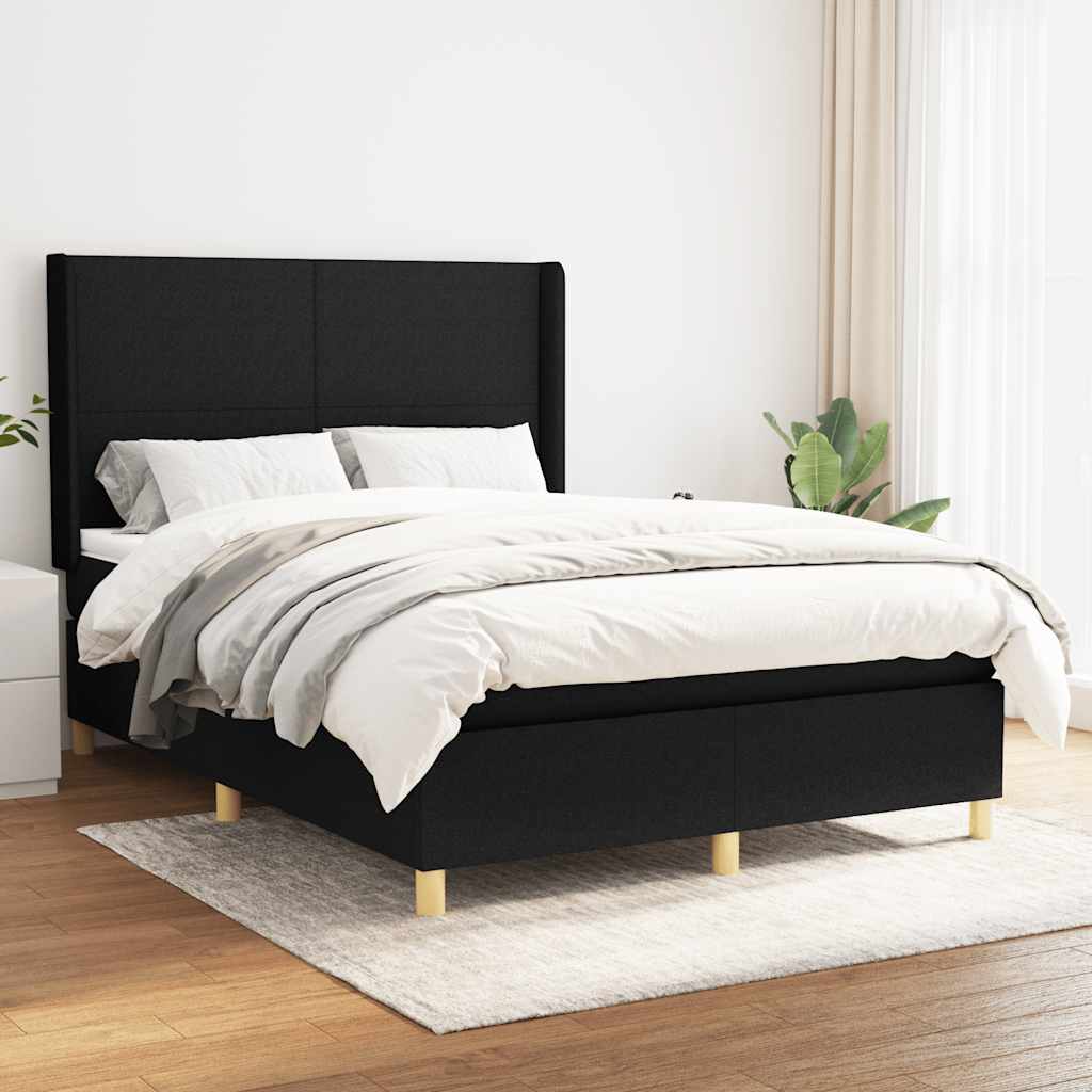 vidaXL Boxspring met matras stof crèmekleurig 140x200 cm