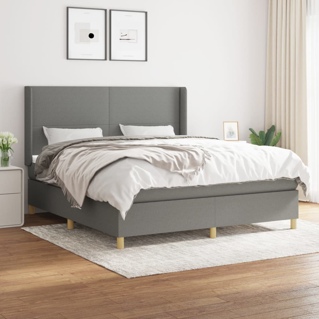 vidaXL Boxspring met matras stof crèmekleurig 140x200 cm