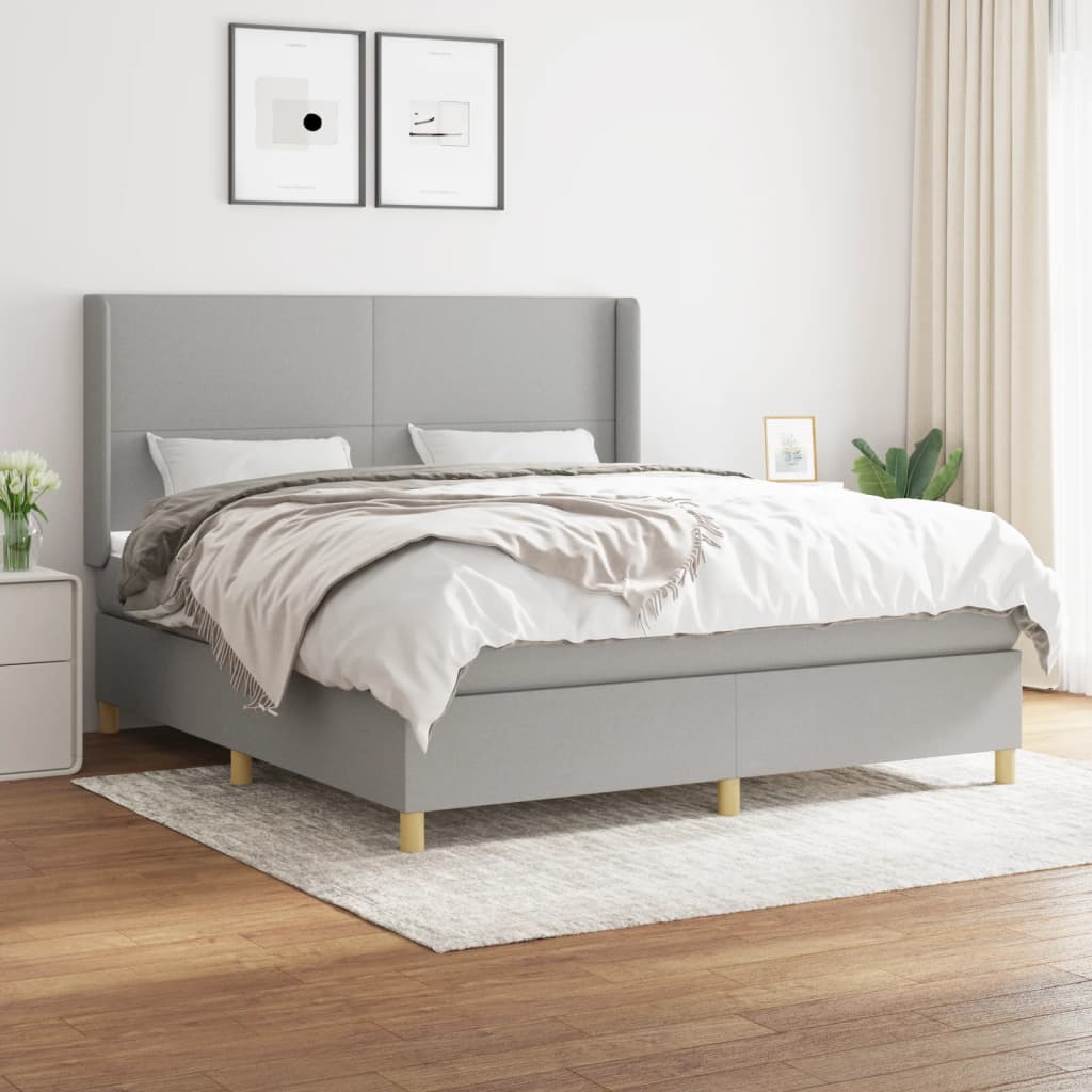 vidaXL Boxspring met matras stof crèmekleurig 140x200 cm