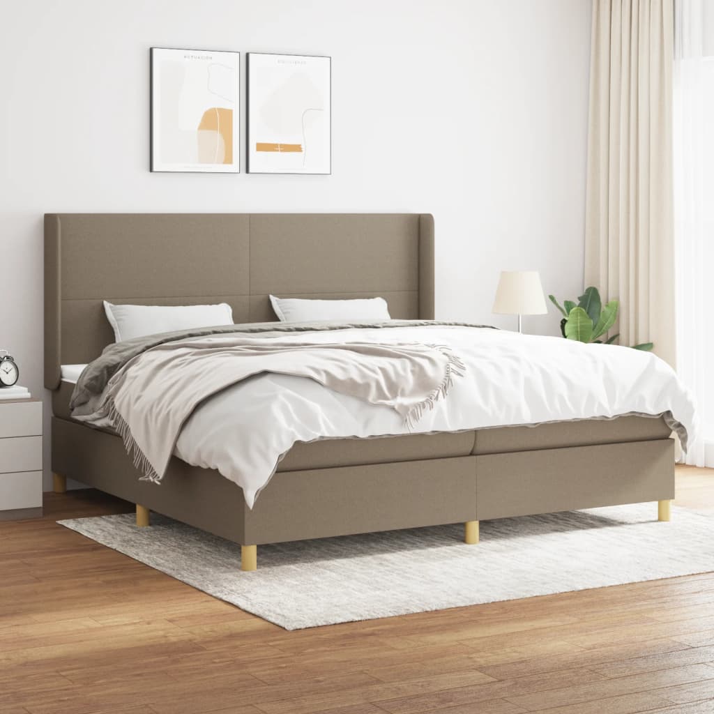 vidaXL Boxspring met matras stof crèmekleurig 140x200 cm