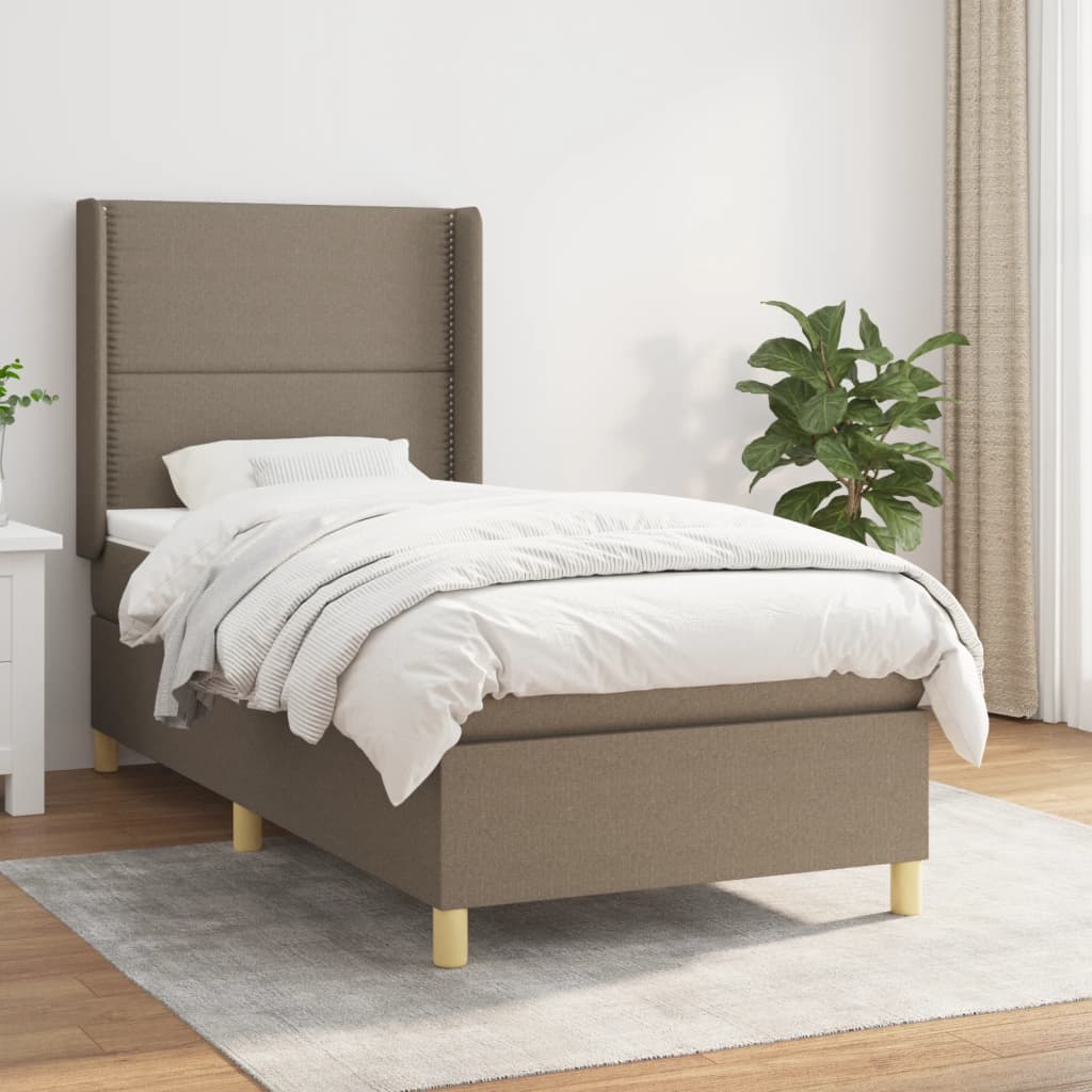 vidaXL Boxspring met matras stof crèmekleurig 140x200 cm