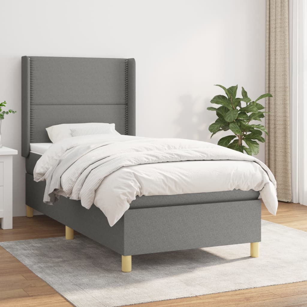 vidaXL Boxspring met matras stof crèmekleurig 140x200 cm