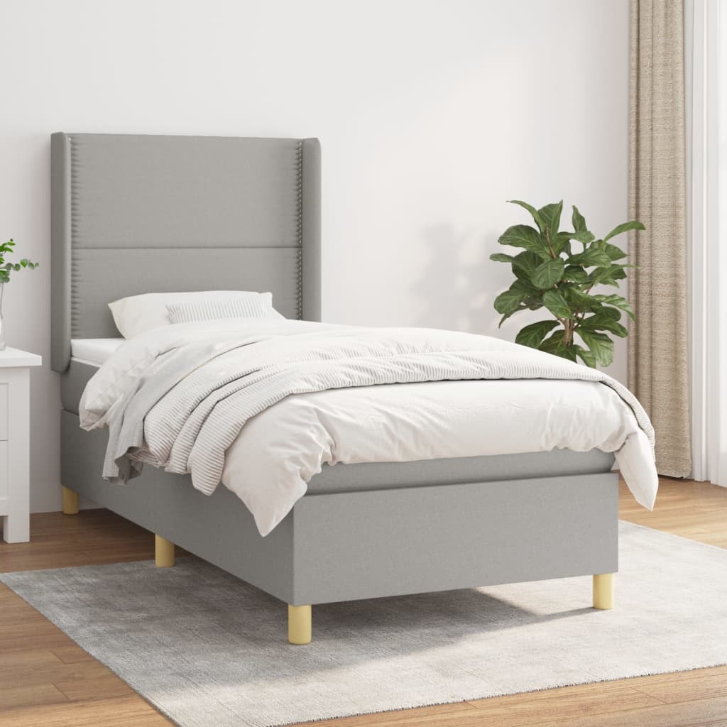 vidaXL Boxspring met matras stof crèmekleurig 140x200 cm