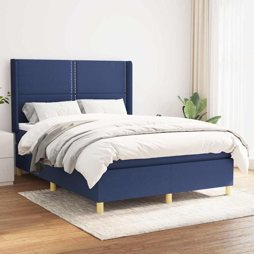 vidaXL Boxspring met matras stof crèmekleurig 140x200 cm