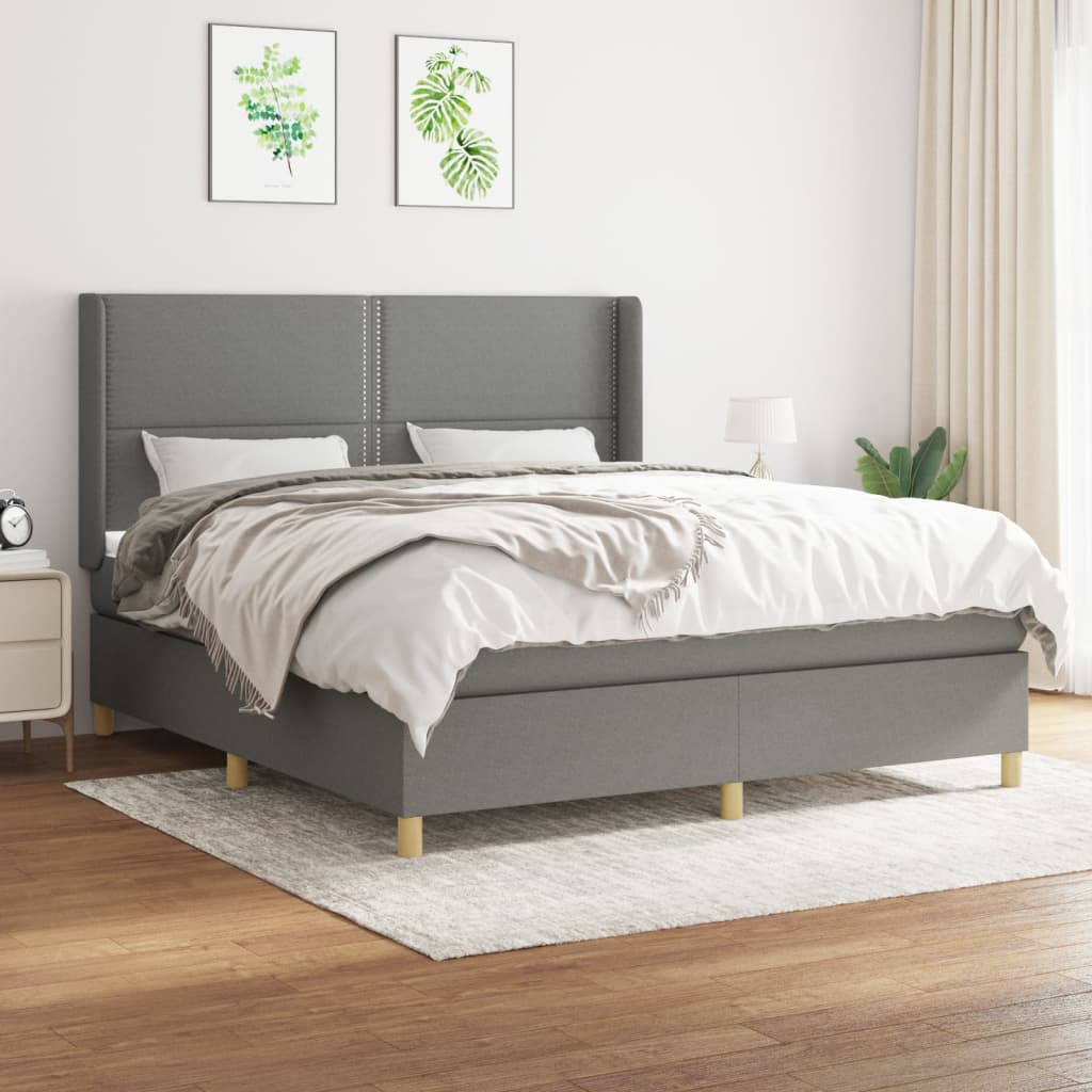 vidaXL Boxspring met matras stof crèmekleurig 140x200 cm