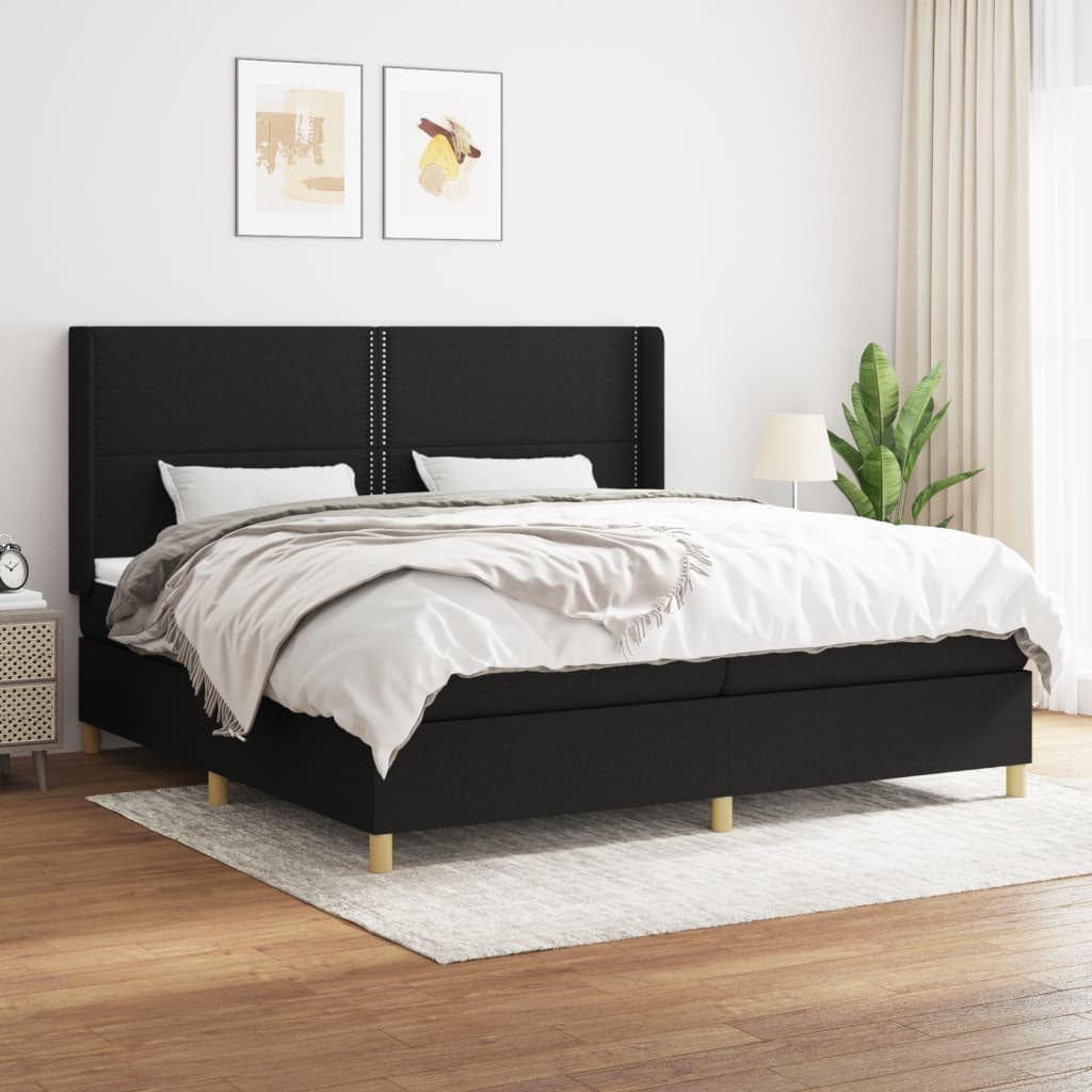 vidaXL Boxspring met matras stof crèmekleurig 140x200 cm